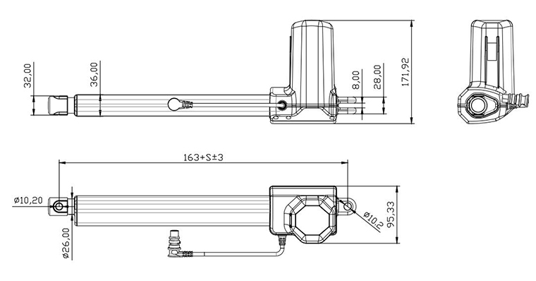 電動護(hù)理床電動推桿U2結(jié)構(gòu)圖